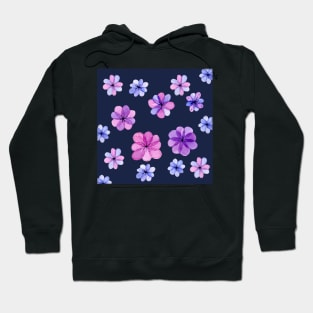 Translucent watercolor flowers with dark background Hoodie